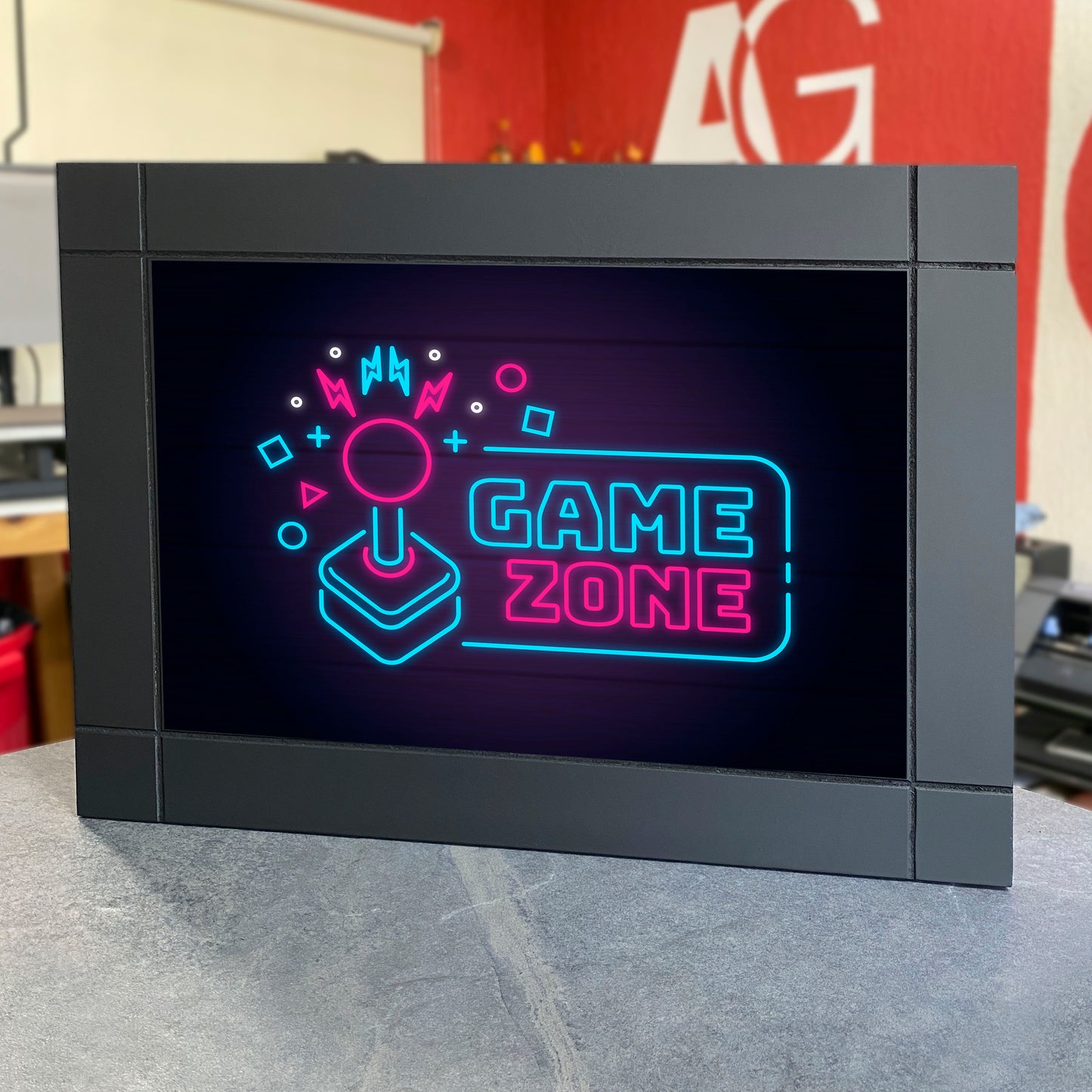 CUADRO DECORATIVO DE MADERA GAME ZONE NEON