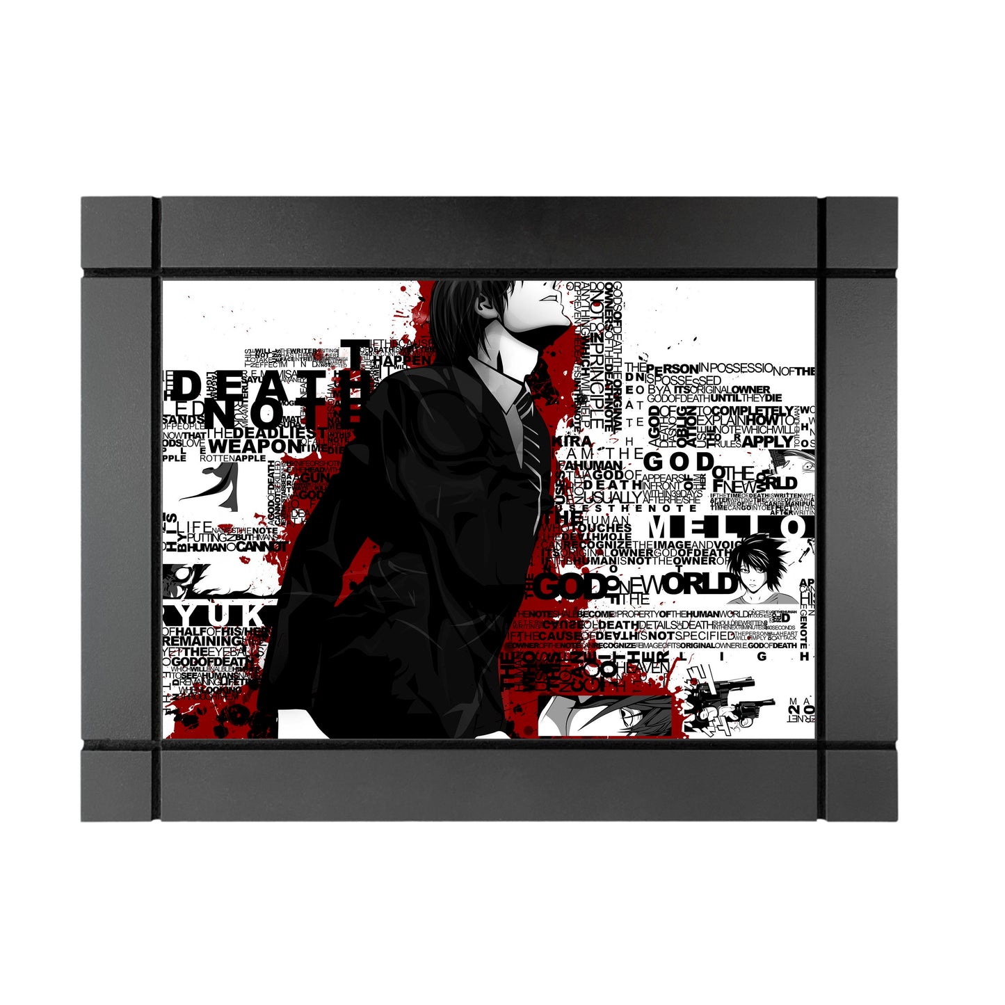 CUADRO DECORATIVO DE MADERA LIGHT YAGAMI CON LETRAS