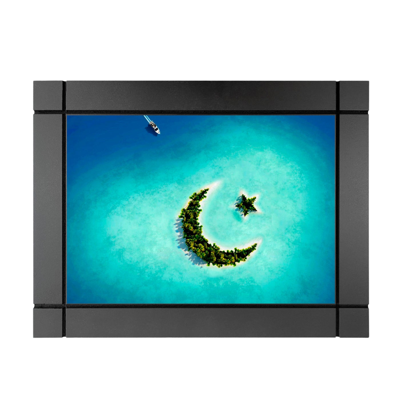 CUADRO DECORATIVO DE MADERA ISLA CON FORMA DE LUNA Y ESTRELLA