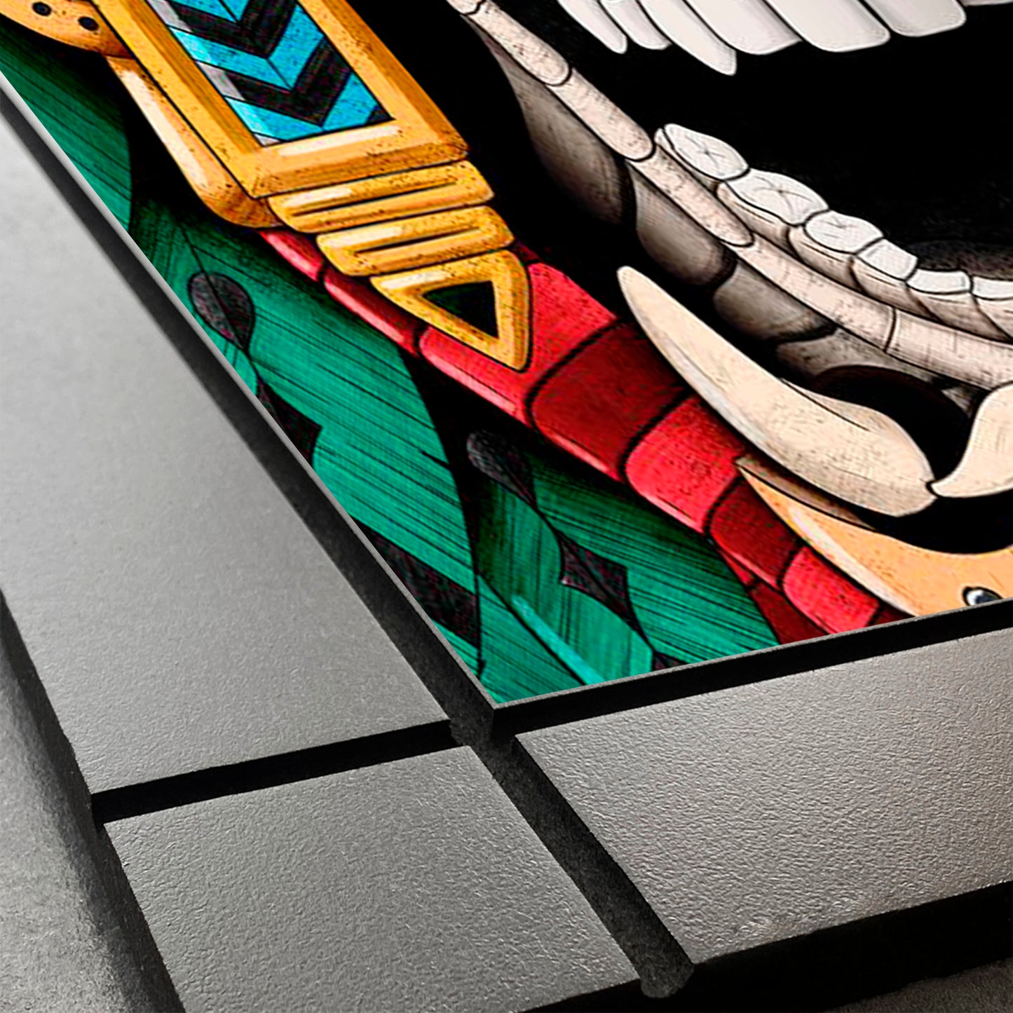 CUADRO DECORATIVO DE MADERA ILUSTRACIÓN GUERRERO QUETZALCOATL
