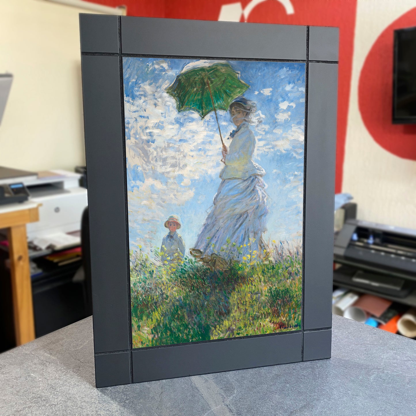 CUADRO DECORATIVO DE MADERA LA MUJER CON SOMBRILLA MONET