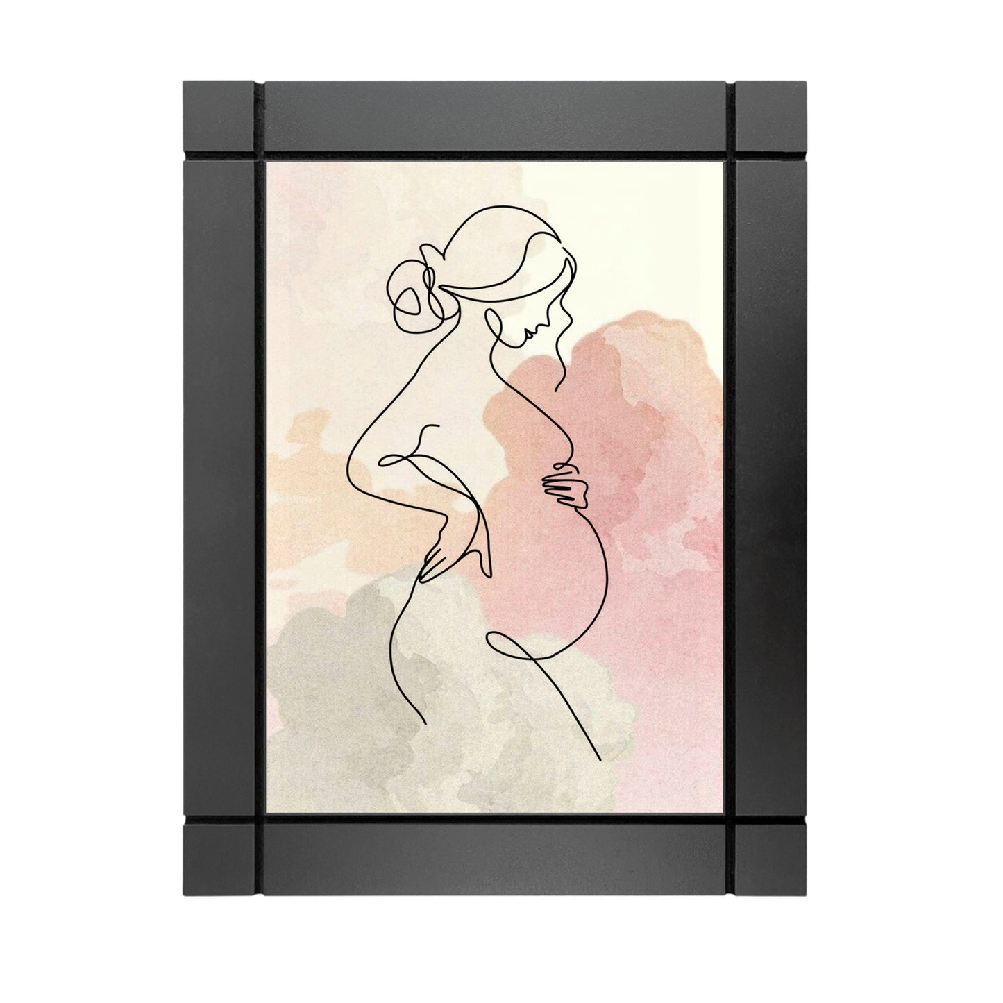 CUADRO DECORATIVO DE MADERA OBSTETRICIA, EMBARAZO MUJER TIPO ACUARELA