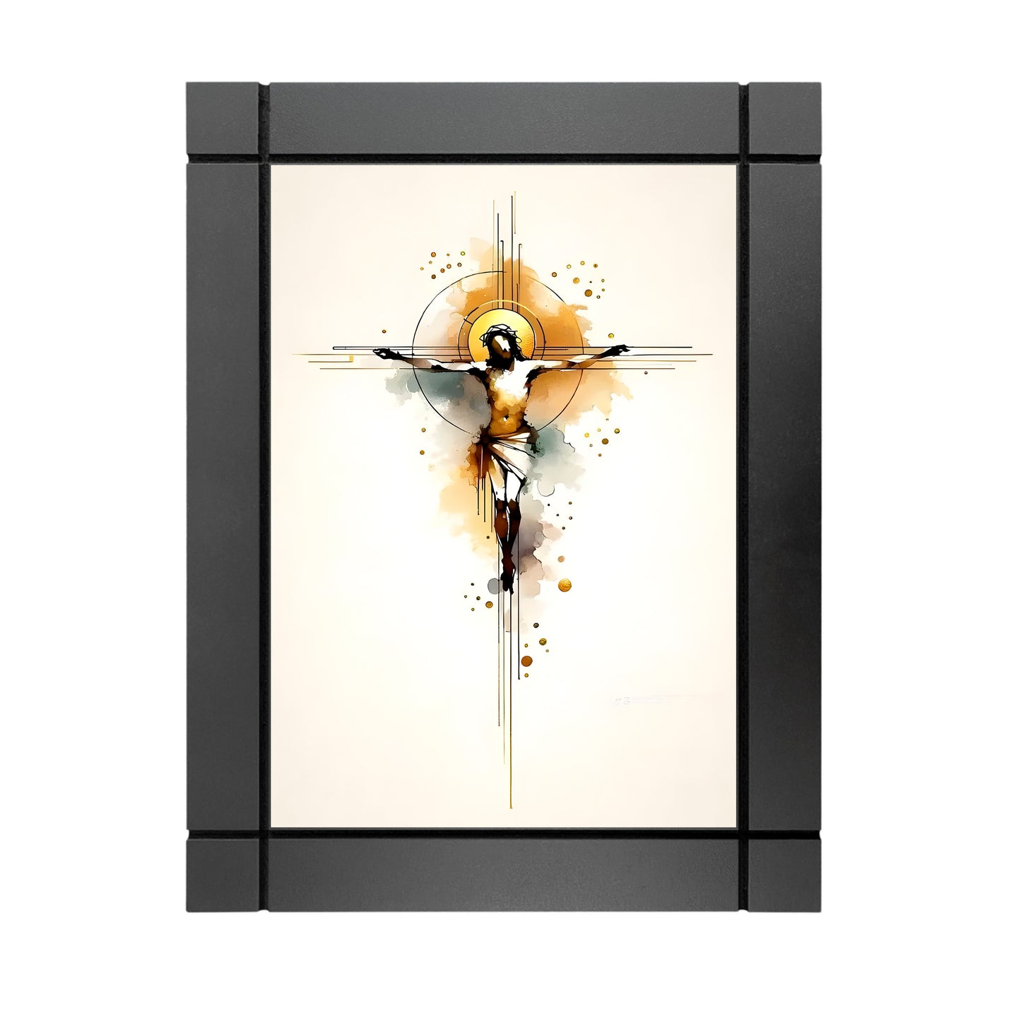 CUADRO DECORATIVO DE MADERA CRISTO ABSTRACTO TIPO ACUARELA