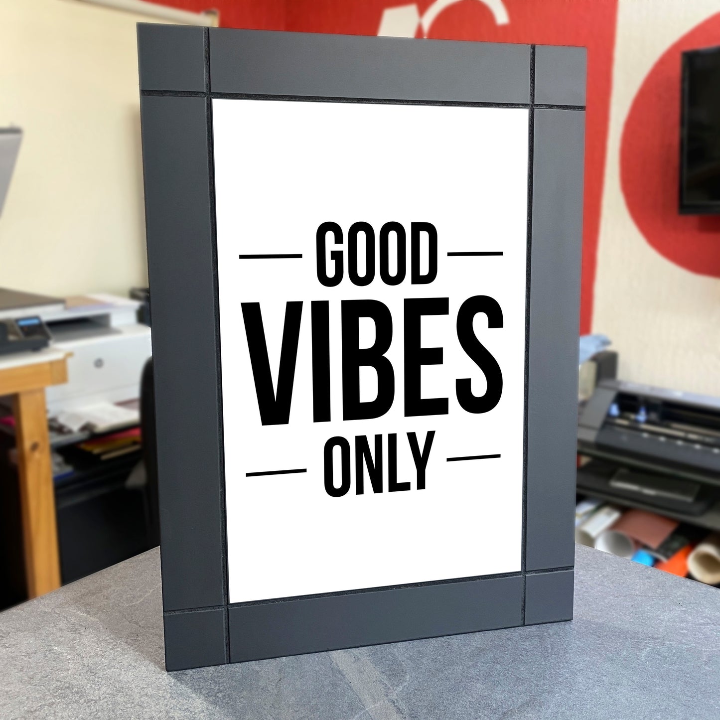 CUADRO DECORATIVO DE MADERA FRASE GOOD VIBES ONLY