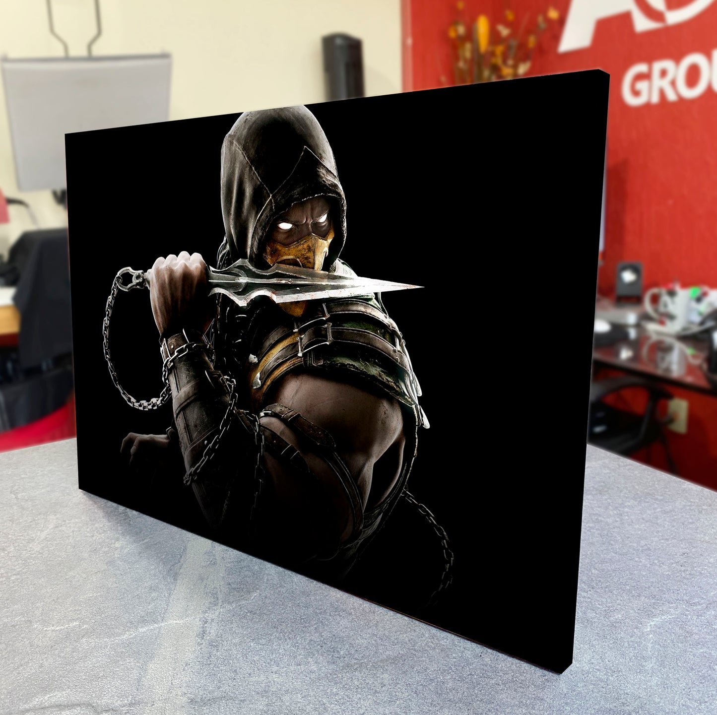 CUADRO DE MADERA SIN MARCO SCORPION MORTAL KOMBAT