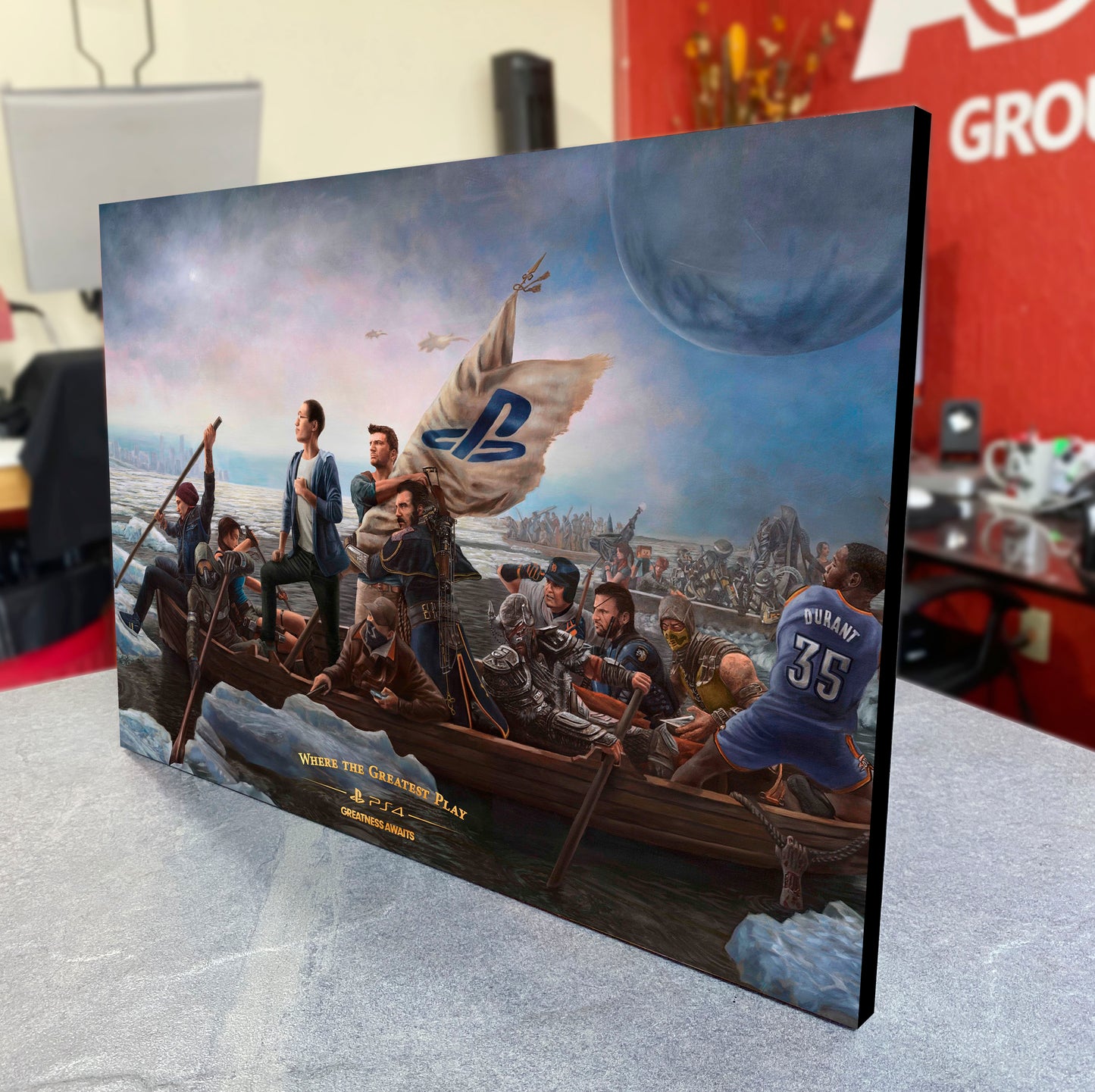 CUADRO DE MADERA SIN MARCO GAMER MASTERPIECE BARCA CON BANDERA