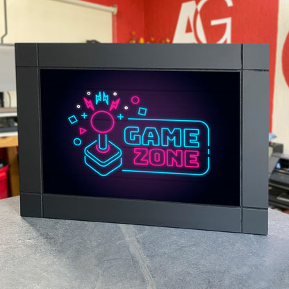 CUADRO DECORATIVO DE MADERA GAME ZONE NEON