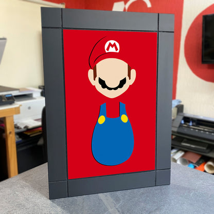CUADRO DECORATIVO DE MADERA GAMER MARIO SILUETA
