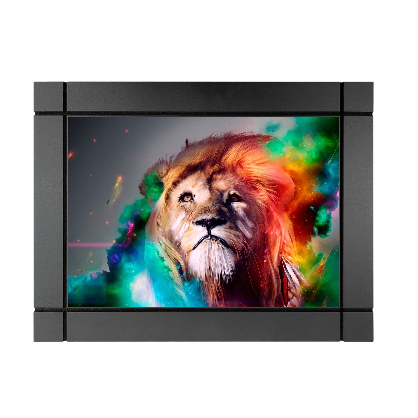 CUADRO DECORATIVO DE MADERA LEÓN COLORES HUMO