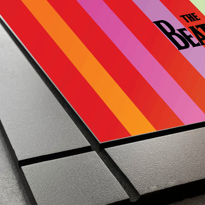 CUADRO DECORATIVO DE MADERA THE BEATLES COLORES LINEAS