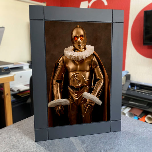 CUADRO DECORATIVO DE MADERA PERSONAJES DE EPOCA DROIDE C3PO