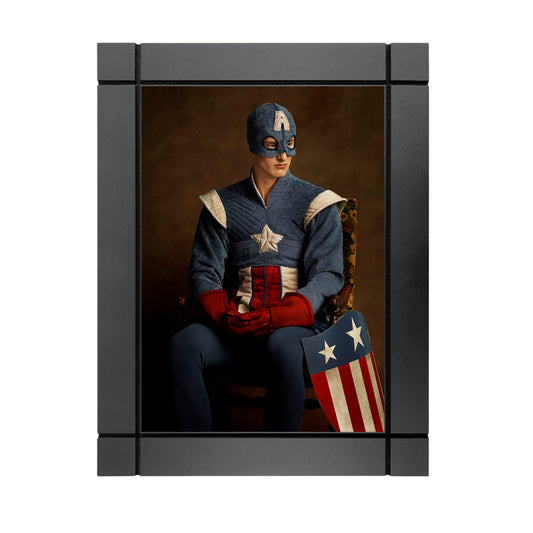 CUADRO DECORATIVO DE MADERA PERSONAJES DE EPOCA CAPITAN AMERICA