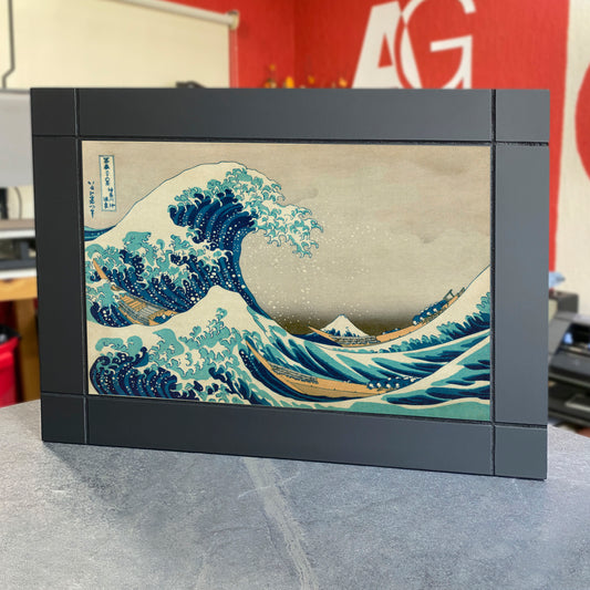 CUADRO DECORATIVO DE MADERA LA GRAN OLA KATUSHIKA HOKUSAI