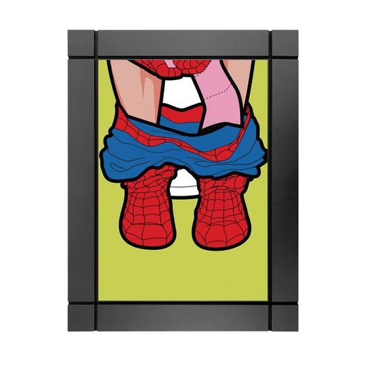 CUADRO DECORATIVO DE MADERA SPIDER WC POP ART