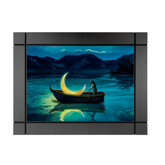 CUADRO DECORATIVO DE MADERA PESCANDO LA LUNA