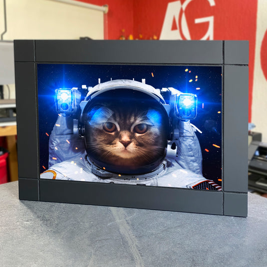 CUADRO DECORATIVO DE MADERA GATO ASTRONAUTA