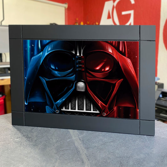 CUADRO DECORATIVO DE MADERA DARTH VADER AZUL Y ROJO