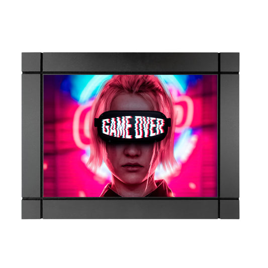 CUADRO DECORATIVO DE MADERA MUJER GAME OVER GAMER VIDEOJUEGO