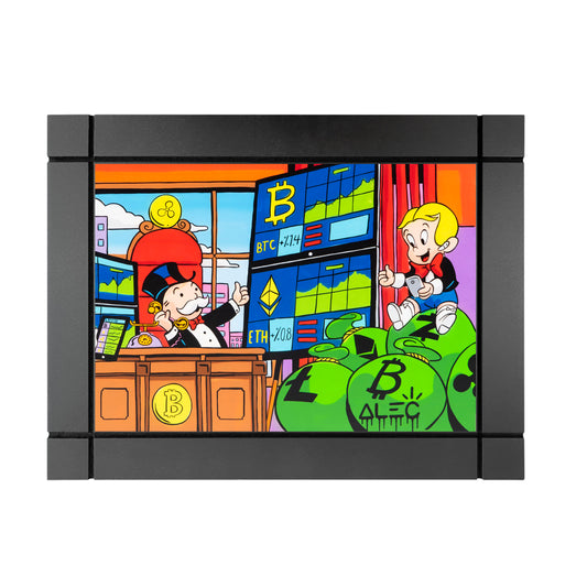 CUADRO DECORATIVO DE MADERA MONOPOLY CRIPTO EMPIRE MONEY