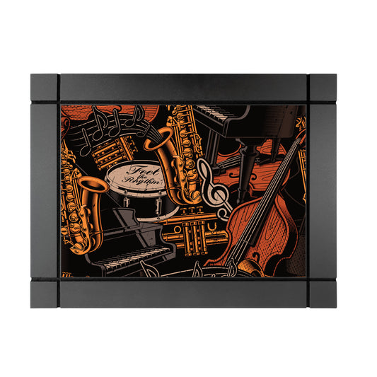 CUADRO DECORATIVO DE MADERA INSTRUMENTOS MUSICALES JAZZ