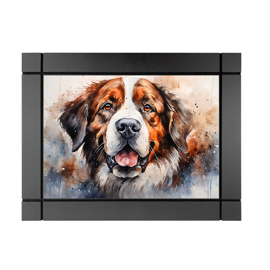 CUADRO DECORATIVO DE MADERA PERRO SAN BERNARDO ACUARELA
