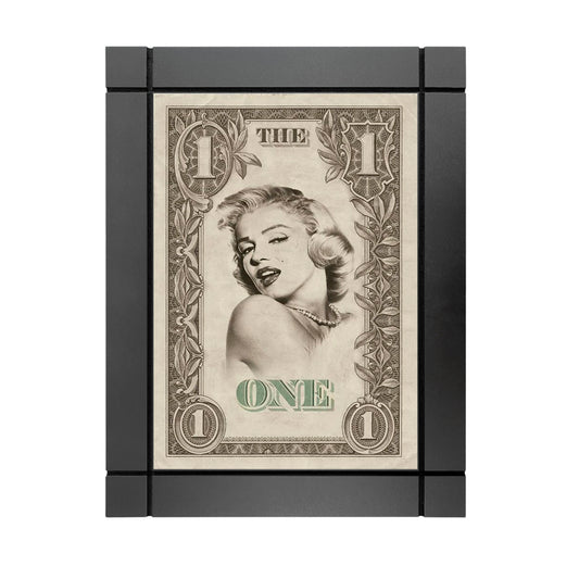 CUADRO DECORATIVO DE MADERA MARILYN MONROE BILLETE 1 DOLAR
