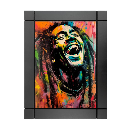 CUADRO DECORATIVO DE MADERA BOB MARLEY REGGAE STREET ART