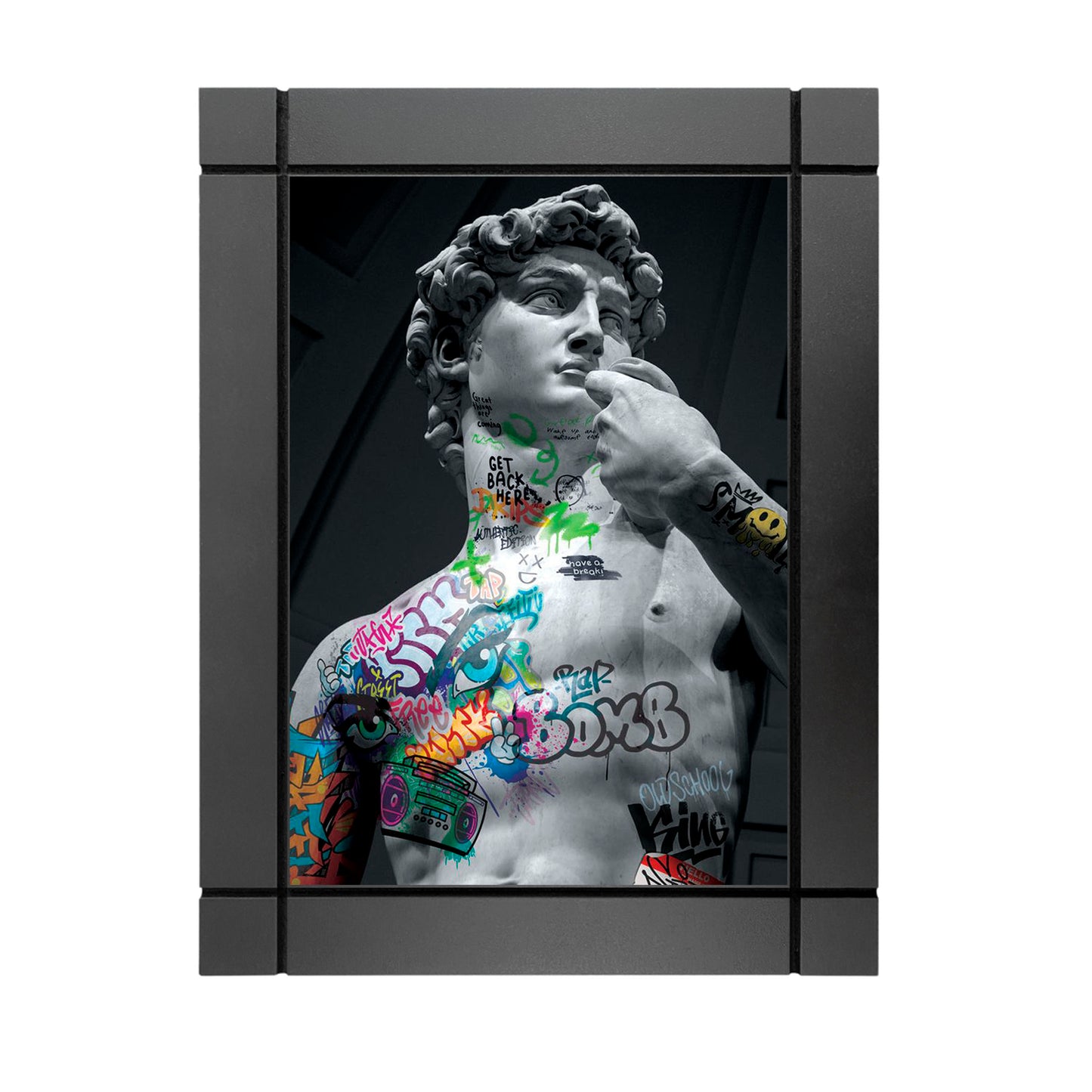 CUADRO DECORATIVO DE MADERA ESTATUA DAVID GRAFITI