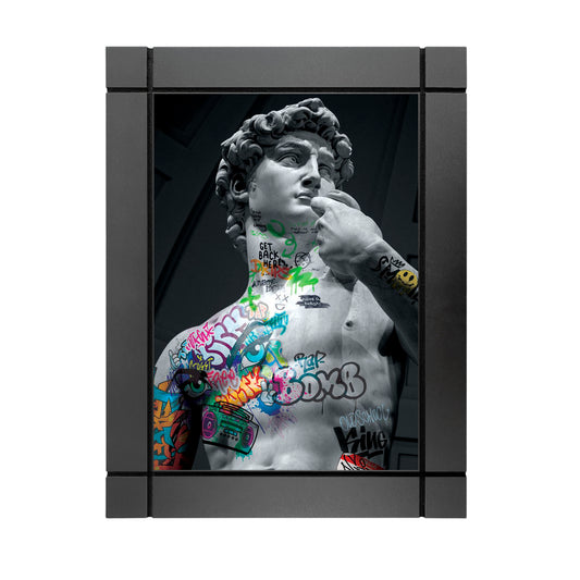 CUADRO DECORATIVO DE MADERA ESTATUA DAVID GRAFITI