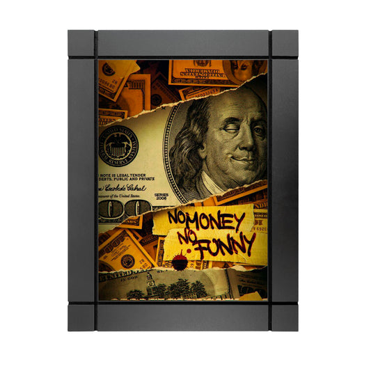 CUADRO DECORATIVO DE MADERA DOLARES MONNEY NO FUNNY