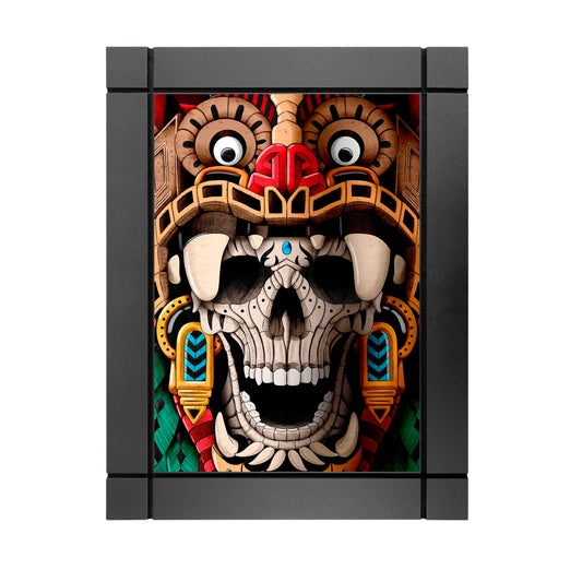 CUADRO DECORATIVO DE MADERA ILUSTRACIÓN GUERRERO QUETZALCOATL