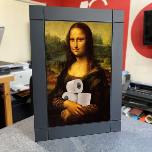 CUADRO DECORATIVO DE MADERA MONALISA PAPEL DE BAÑO