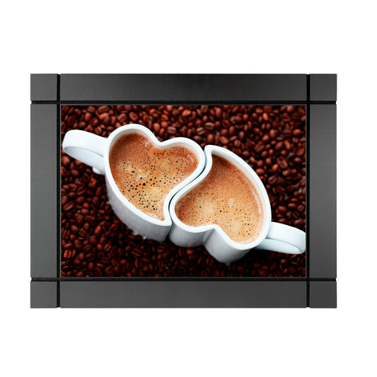 CUADRO DECORATIVO DE MADERA TAZAS DE CAFE CORAZÓN