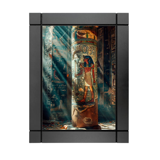 CUADRO DECORATIVO DE MADERA PILAR PARED EGIPCIA CON JEROGRÍFICOS
