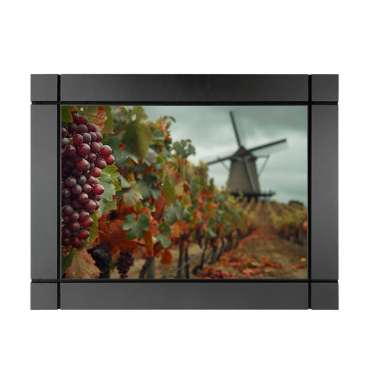 CUADRO DECORATIVO DE MADERA UVAS ROJAS EN VIÑEDO HOLANDA MOLINO VIENTO