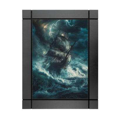 CUADRO DECORATIVO DE MADERA BARCO PIRATA EN TORMENTA