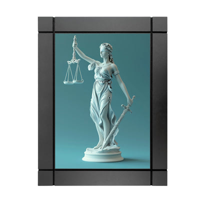 CUADRO DECORATIVO DE MADERA ESTATUA DE MUJER JUSTICIA THEMIS