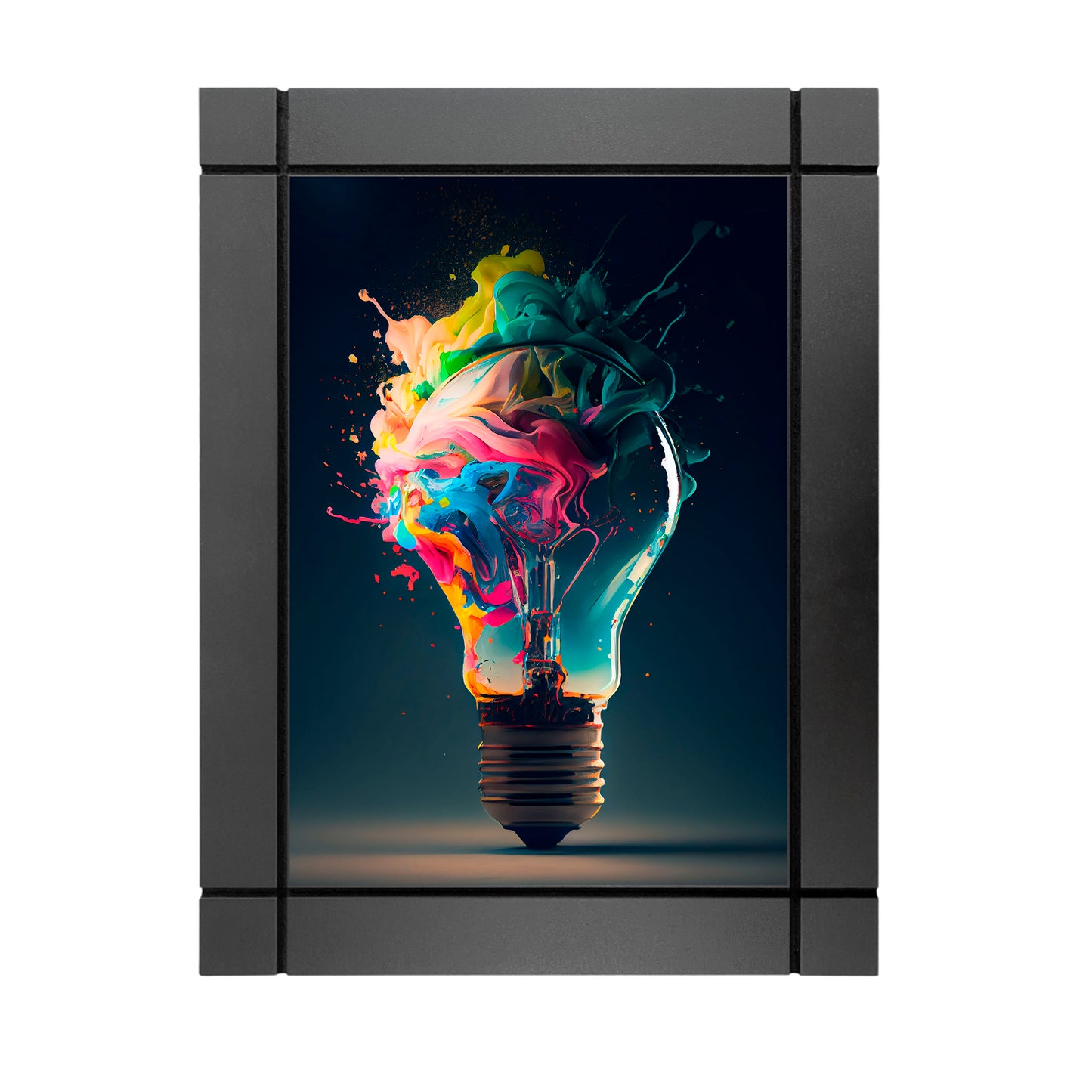 CUADRO DECORATIVO DE MADERA FOCO BOMBILLA COLORES PINTURA