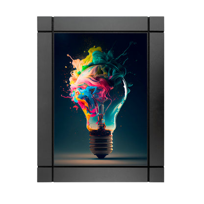 CUADRO DECORATIVO DE MADERA FOCO BOMBILLA COLORES PINTURA
