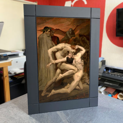 CUADRO DECORATIVO DE MADERA DANTE Y VIRGILIO EN EL INFIERNO DE BOUGUEREAU