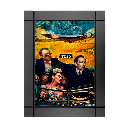 CUADRO DECORATIVO DE MADERA PINTORES FAMOSOS EN AUTO NOCHE ESTRELLADA