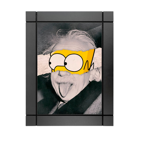 CUADRO DECORATIVO DE MADERA ALBERT EINSTEIN Y HOMERO