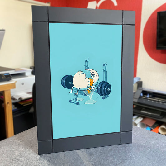 CUADRO DECORATIVO DE MADERA HUEVO ROTO GIMNASIO PRESS PECHO GYM