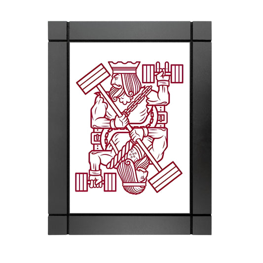 CUADRO DECORATIVO DE MADERA NAIPES CARTAS REY GIMNASIO GYM MANCUERNA