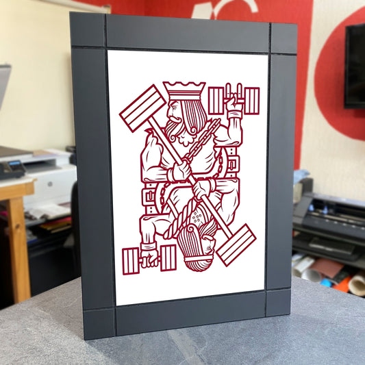 CUADRO DECORATIVO DE MADERA NAIPES CARTAS REY GIMNASIO GYM MANCUERNA