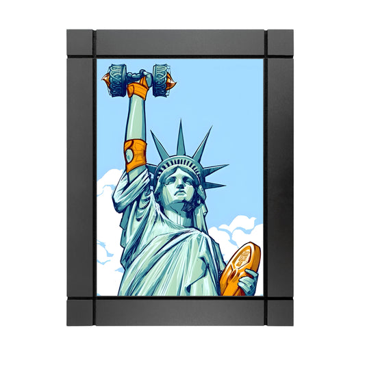 CUADRO DECORATIVO DE MADERA ESTATUA DE LA LIBERTAD GIMNASIO GYM