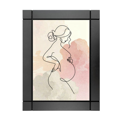 CUADRO DECORATIVO DE MADERA OBSTETRICIA, EMBARAZO MUJER TIPO ACUARELA