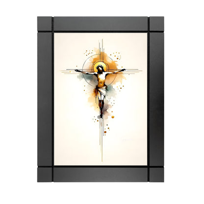 CUADRO DECORATIVO DE MADERA CRISTO ABSTRACTO TIPO ACUARELA