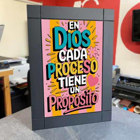 CUADRO DECORATIVO DE MADERA DIOS PROCESO PROPÓSITO