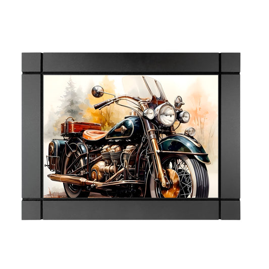 CUADRO DECORATIVO DE MADERA MOTOCICLETA CHOPPER ANTIGUA HARLEY